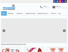 Tablet Screenshot of preventionhealthscreenings.com